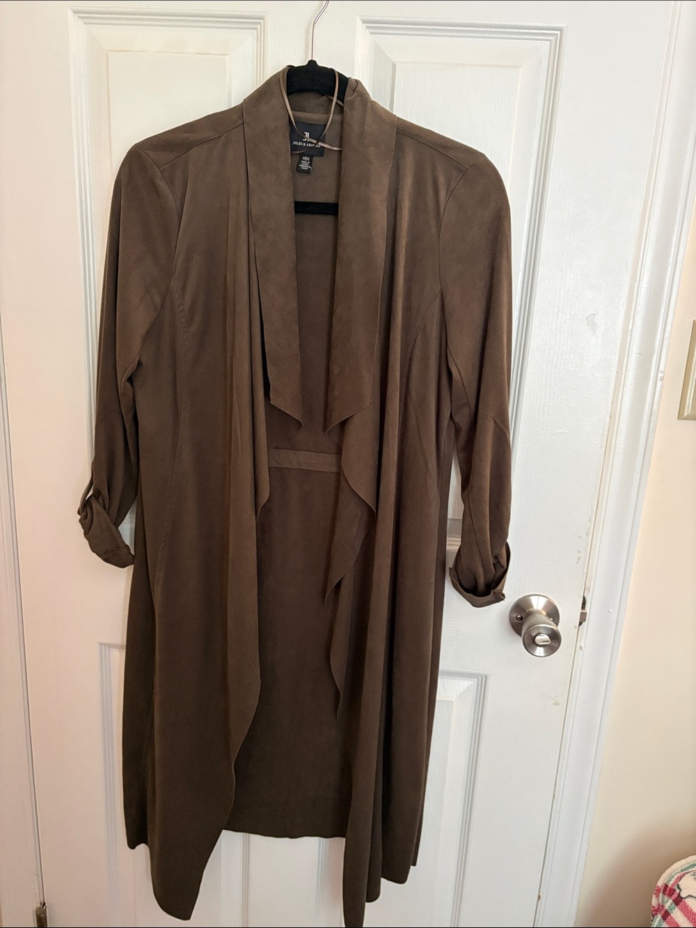 Jules & Leopold Olive Brown Open Draped Kimono Cardigan